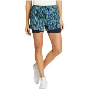 Eddie Bauer Women's Cove Trail Workout Shorts Size Large Turquoise Blue & Green
